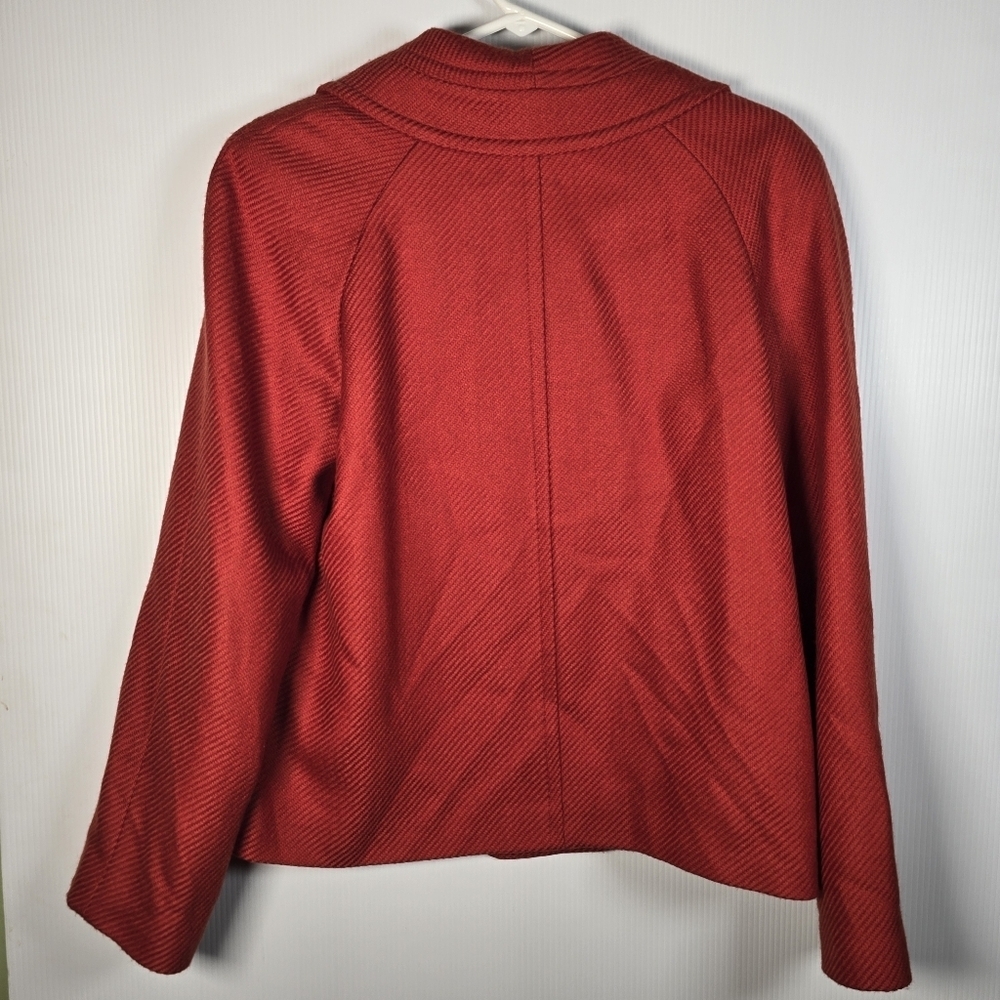 Talbots Womens Burnt Orange Wool Blend Textured Ribbed  Blazer Jacket Size 14 - Picture 2 of 13